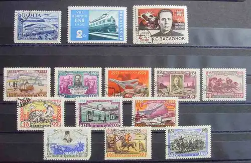 (1046378) Russland. Briefmarken Motiv Eisenbahn, Lokomotive, 25 Marken, siehe bitte 2 Bilder