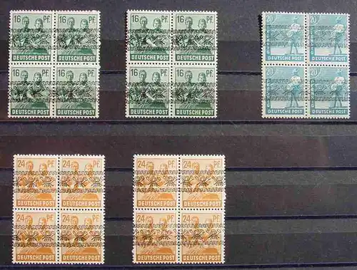 () Deutsche Post mit Ueberdruck (auch kopfstehend) Bogenteile, 148 Marken, ungebraucht, siehe bitte 7 v. 8 Bilder