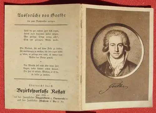 () "Goethe" Ein Bildheft zu seinem Leben und Wirken. Von Lindner u. Spohr. 64 Seiten. Format ca. 11 x 15 cm. Universum-Verlag Berlin 1932