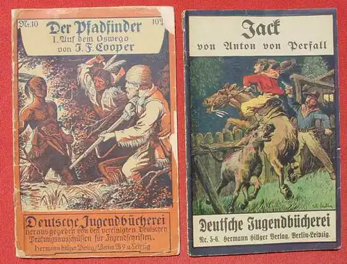 (1045161) 5 x sehr alte Abenteuerhefte, Wildwest, Indianer. Reihe "Deutsche Jugendbuecherei" Hillger-Verlag, Berlin-Leipzig