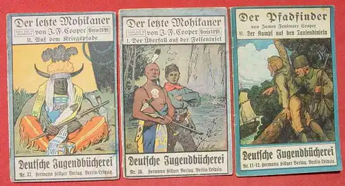 () 5 x sehr alte Abenteuerhefte, Wildwest, Indianer. Reihe "Deutsche Jugendbuecherei" Hillger-Verlag, Berlin-Leipzig