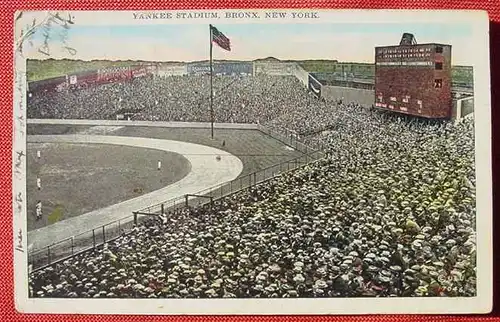 () Yankee Stadium, Bronx, New York. Postkarte 1931. Gebrauchsspuren. Marke geloest. NO PAYPAL !