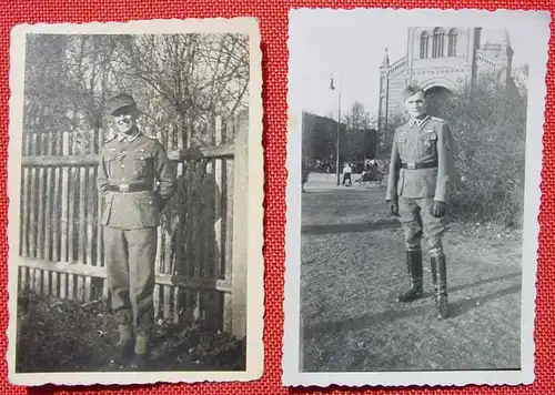 (1044994) 2 x kleinformatige Soldatenbilder (je 6 x 9 cm), WK II. Originalfotos, um 1943 ?