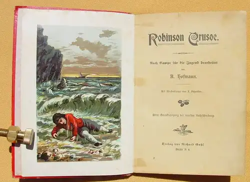 (0060409) Campe "Robinson Crusoe" f. Jugend v. Hofmann. 80 S., 1 Farbtafel. Richard Gahl Verlag, Berlin