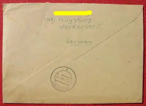 () Einschreibebrief Deutsche Post 84 Pfennig. Ausgburg. Brief mit Inhalt