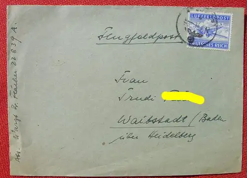 (1045050) Briefkuvert. Luftfeldpost Deutsches Reich 1942 # Luftpost