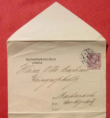 (1045052) Briefkuvert mit aufgedrucktem Wert 3 Heller Oesterreich. Ganzsache. Rueckseite leer