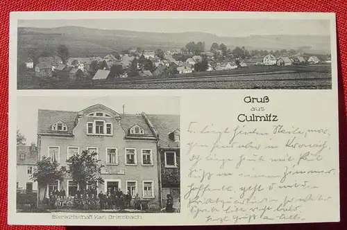 () AK. Gruss aus Culmitz. Gasthaus u. Bierwirtschaft Karl Griesbach. Marschstaffel-Stempel 1937