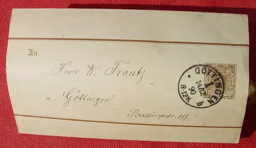 (1045069) Streifband mit aufgedrucktem Wert 3 Reichspost. Ganzsache. Goettingen 1890