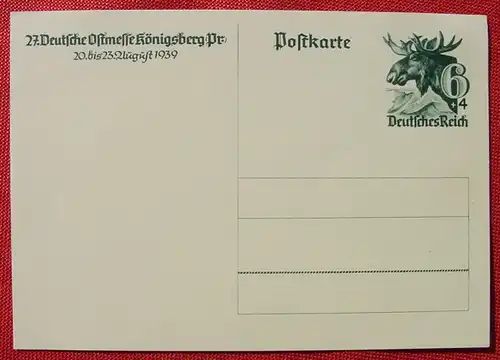 (1045077) Ganzsache (mit eingedruckter Wertmarke) Deutsche Ostmesse Koenigsberg Preussen 1939