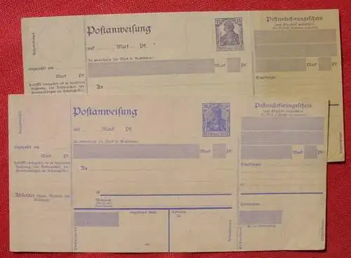 Neu ! Versandkosten ab Euro 2,20 ()  2 x Ganzsachen. Postanweisungen. 15, 20 Pf. Germania, unbeschrieben, siehe bitte Bilder.