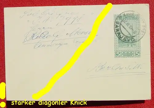 (1045095) Postkarte Bosnien Herzegowina Ganzsache. Stpl. Sarajewo 1910, Knick