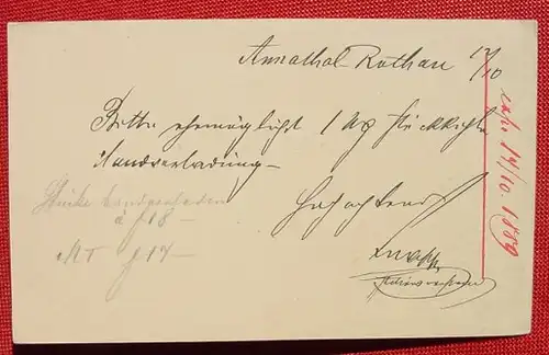 () Postconducteur im Zuge Graslitz - Falkenau No. 934 von 1889. Eingedruckter Markenwert # Ganzsache