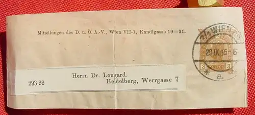 () Streifband mit aufgedrucktem Wert 3 Heller Oesterreich. Wien 1905. Ganzsache