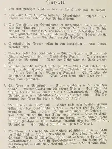 () "Der Priester und die Frau im Beichstuhl" Revetzlow. 104 S., 1939 Edelgarten-Verlag Posern, Beuern / Hessen