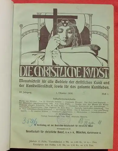 () "Die Christliche Kunst" Kompl. 3. Jg. 1906-1907. Halbleder. Muenchen 1906-1907