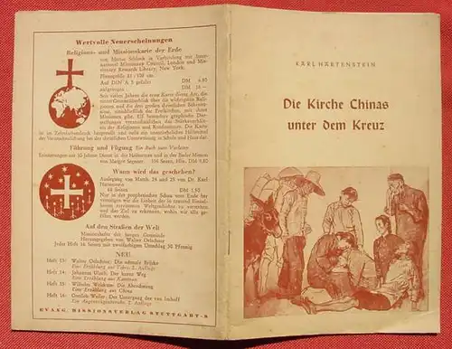 (0260046) "Die Kirche Chinas unter dem Kreuz". Hartenstein Keck. Weltmission Heft Nr. 1. 1952 Evang. Missions-Verlag Stuttgart
