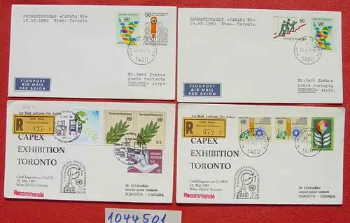(1044501) Grossflugpost CAPEX Toronto Canada 1982, neun Briefe, Vereinte Nationen. Wien