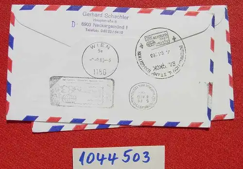 (1044503) Grossflugpost zur Bangkok 83, zwei Briefe, Vereinte Nationen. Wien