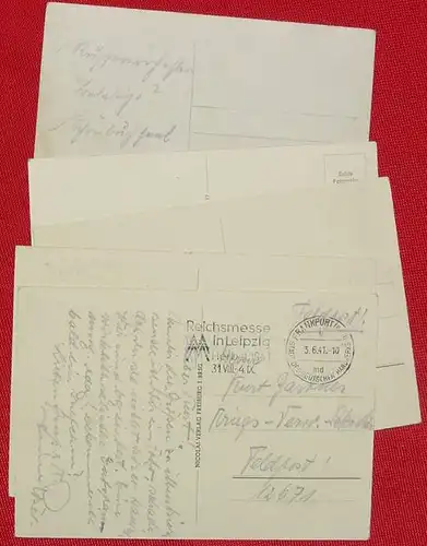 (1044408) 5 diverse Postkarten um 1941 ? Kuban-Kosaken-Chor u. Balaleikaorchester / Schwarzmee-Koskaen-Chor ...Orch. u.a. ..  Nur 1 Postkarte ist postalisch gelaufen :  Feldpostkarte vom 3. 6. 1941. 