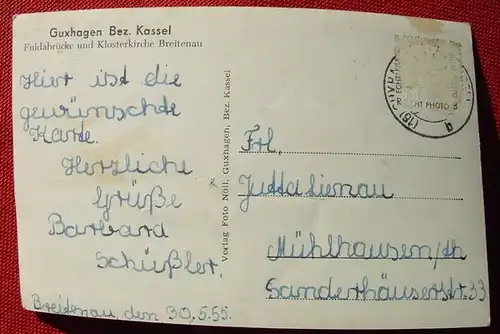 () Guxhagen Bez. Kassel. Fuldabruecke u. Klosterkirche Breitenau. 1955