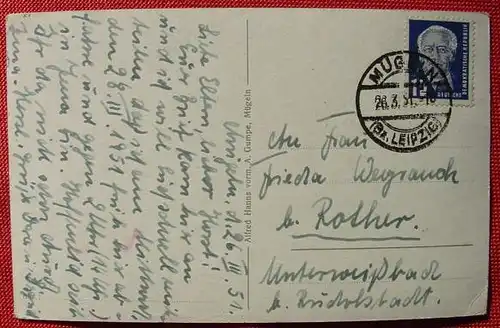 () Muegeln Bez. Leipzig. Promenaden-Gasse. Stempel von 1951