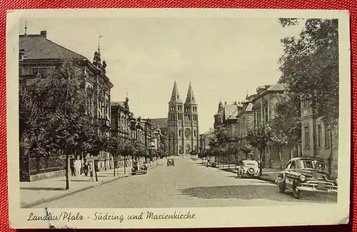(1039208) Landau, Pfalz. Suedring und Marienkirche. 1952