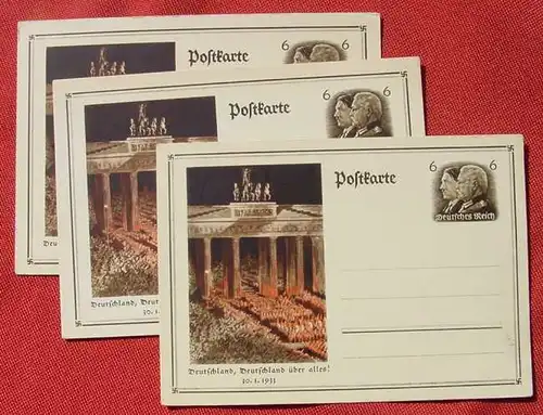 (1045769) Drei Postkarten von 1933. Propaganda. Ruecks. leer