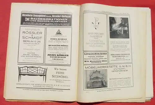 () "Innen-Dekoration. Wohnkunst in Bild und Wort" Septemberheft 1925. Grossformat ! Verlagsanstalt A. Koch, Darmstadt