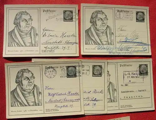 () Postkarten, 5 x Martin Luther, 1933-1934, Ganzsachen, siehe bitte Bilder