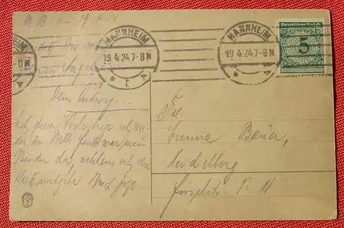 (1045830) Stempel Mannheim 1924 Heimatbeleg, siehe bitte Bilder