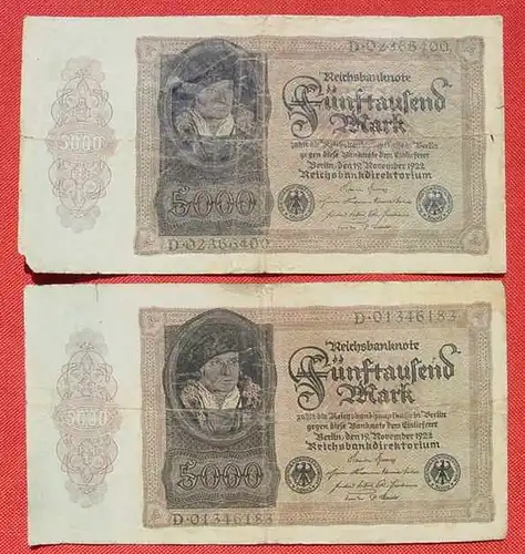 () 10 x Deutsches Reich. 5.000 Reichsmark 1922, Ro. 77