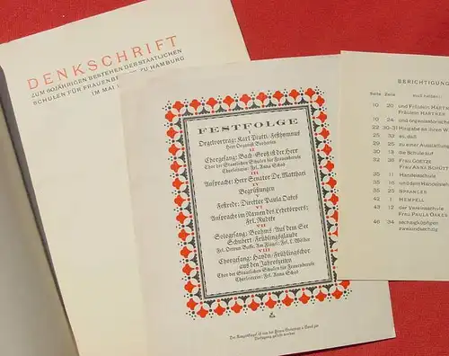 (1043867) Staatliche Schulen Frauenberufe Hamburg 1927. Denkschrift, 48 Seiten