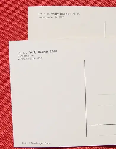 () 2 x Foto-Postkarten. Dr. h.c. Willy Brandt, MdB. Bundeskanzler. Vorsitzender der SPD