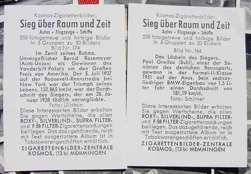 () Autorennsport. 22 x Sammelbilder. Kosmos Zigarettenfabrik Memmingen 1952