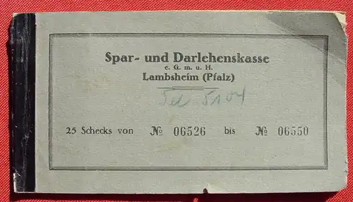 (1014965) Scheckheft der Spar- u. Darlehenskasse Lambsheim (Pfalz) aus der Zeit um 1939-1945