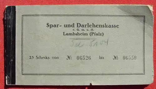 () Scheckheft der Spar- u. Darlehenskasse Lambsheim (Pfalz) aus der Zeit um 1939-1945