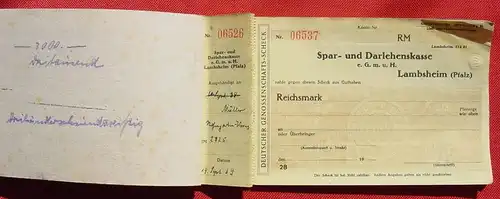(1014965) Scheckheft der Spar- u. Darlehenskasse Lambsheim (Pfalz) aus der Zeit um 1939-1945