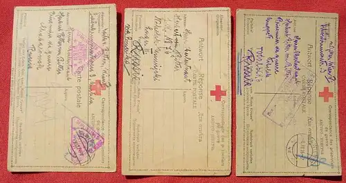 () 1. Weltkrieg. Russland. Kriegsgefangen. Rotes Kreuz. 6 Belege um 1916-1918, mit zahlreichen Stempeln. # Kriegsgefangenenpost