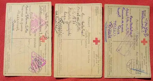 (1043605) 1. Weltkrieg. Russland. Kriegsgefangen. Rotes Kreuz. 6 Belege um 1916-1918, mit zahlreichen Stempeln. # Kriegsgefangenenpost
