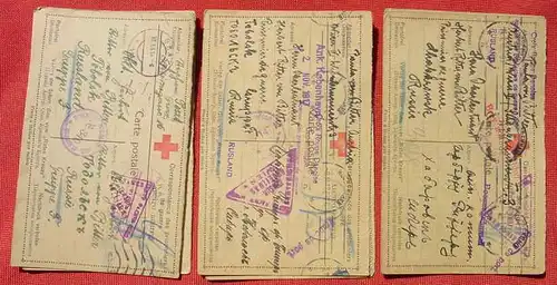 () 1. Weltkrieg. Russland. Kriegsgefangen. Rotes Kreuz. 6 Belege um 1916-1918, mit zahlreichen Stempeln. # Kriegsgefangenenpost