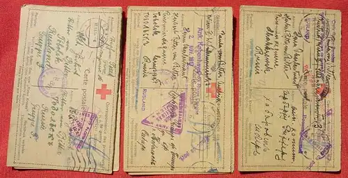 (1043605) 1. Weltkrieg. Russland. Kriegsgefangen. Rotes Kreuz. 6 Belege um 1916-1918, mit zahlreichen Stempeln. # Kriegsgefangenenpost