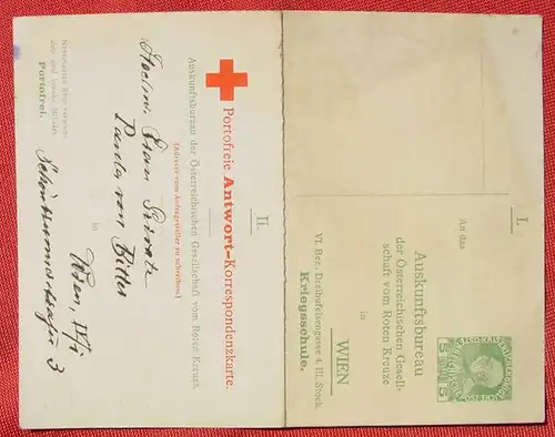 () 1. Weltkrieg. Rotes Kreuz. Doppel-Postkarte. Ganzsache. Um 1915