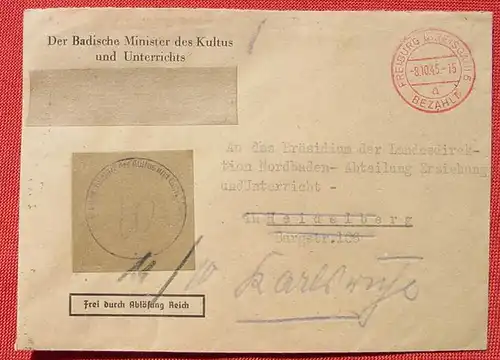 (1043611) Beleg : Gebuehr bezahlt, Freiburg, Breisgau 1945