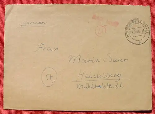 (1043625) Beleg Rottenburg, Neckar 16. 5. 1946, mit Stempel Gebuehr bezahlt # PLZ 72108