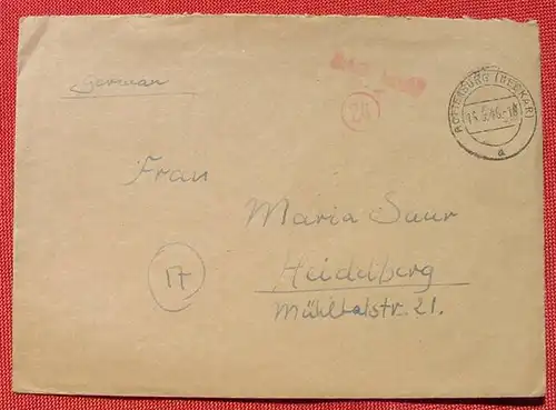 () Beleg Rottenburg, Neckar 16. 5. 1946, mit Stempel Gebuehr bezahlt # PLZ 72108