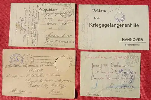 () 1. Weltkrieg. Kriegsgefangenenpost. 8 Belege mit diversen Stempeln