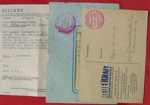 () 5 x Belege. Gebühr bezahlt, Stuttgart # PLZ 70173 pauschal.