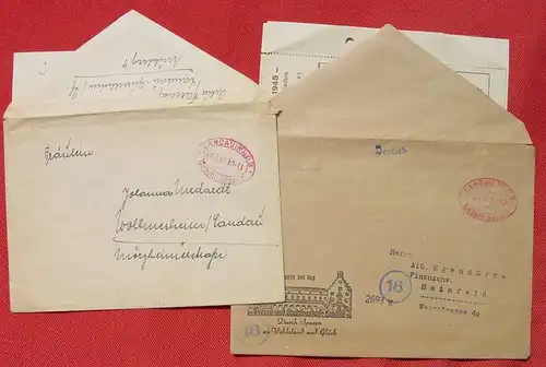 (1043656) 5 x Belege. Gebuehr bezahlt, Landau / Pfalz 1945-1947, Briefe zum Teil mit Inhalt # PLZ 76829