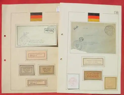 () Hübsche, kleine Sammlung : Belege / Ausschnitte "Gebühr bezahlt" auf Sammlungsblätter montiert. Siehe bitte Bilder.